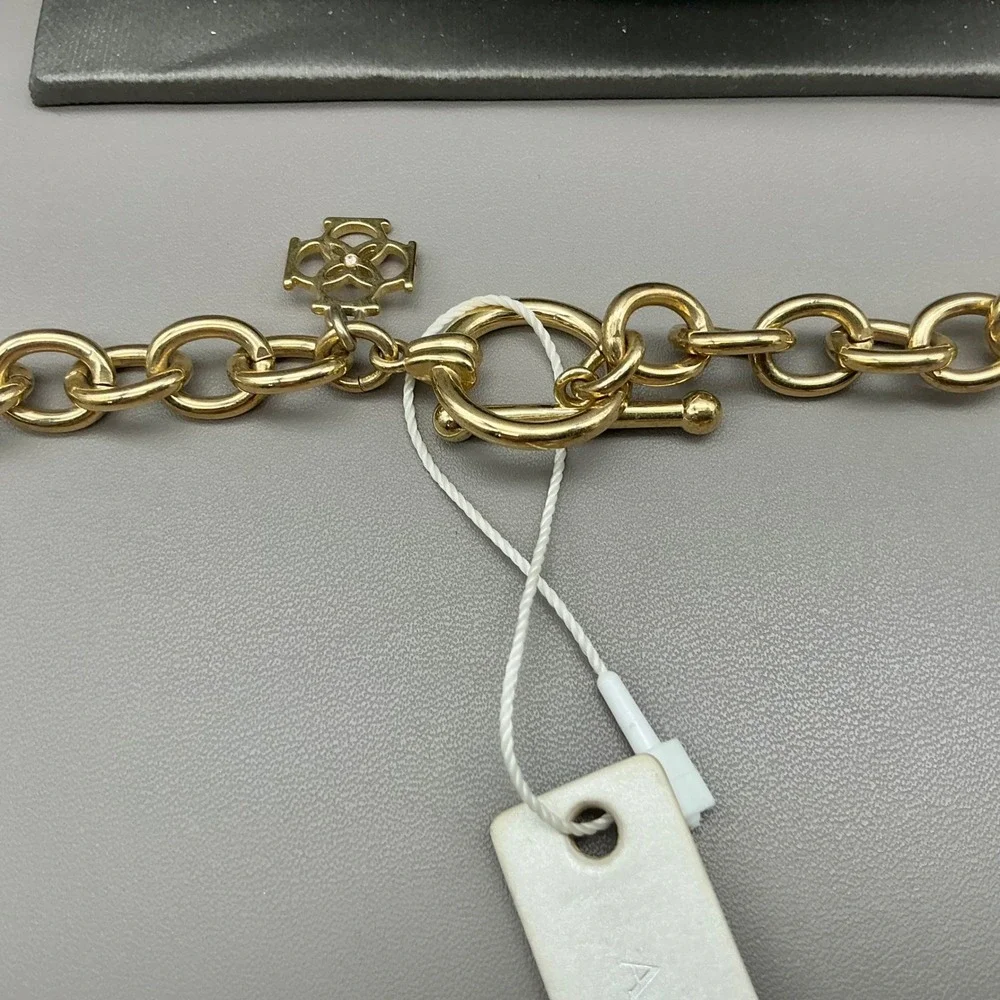 Ann Taylor Necklace Women Gold Tone Rhinestone Pave Link Chain Long Toggle 26